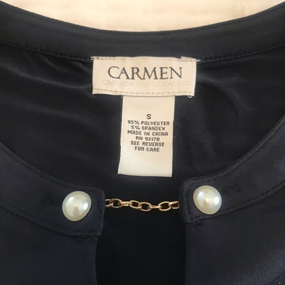 Carmen Marc Valvo Women’s Navy Top - Picture 2 of 6
